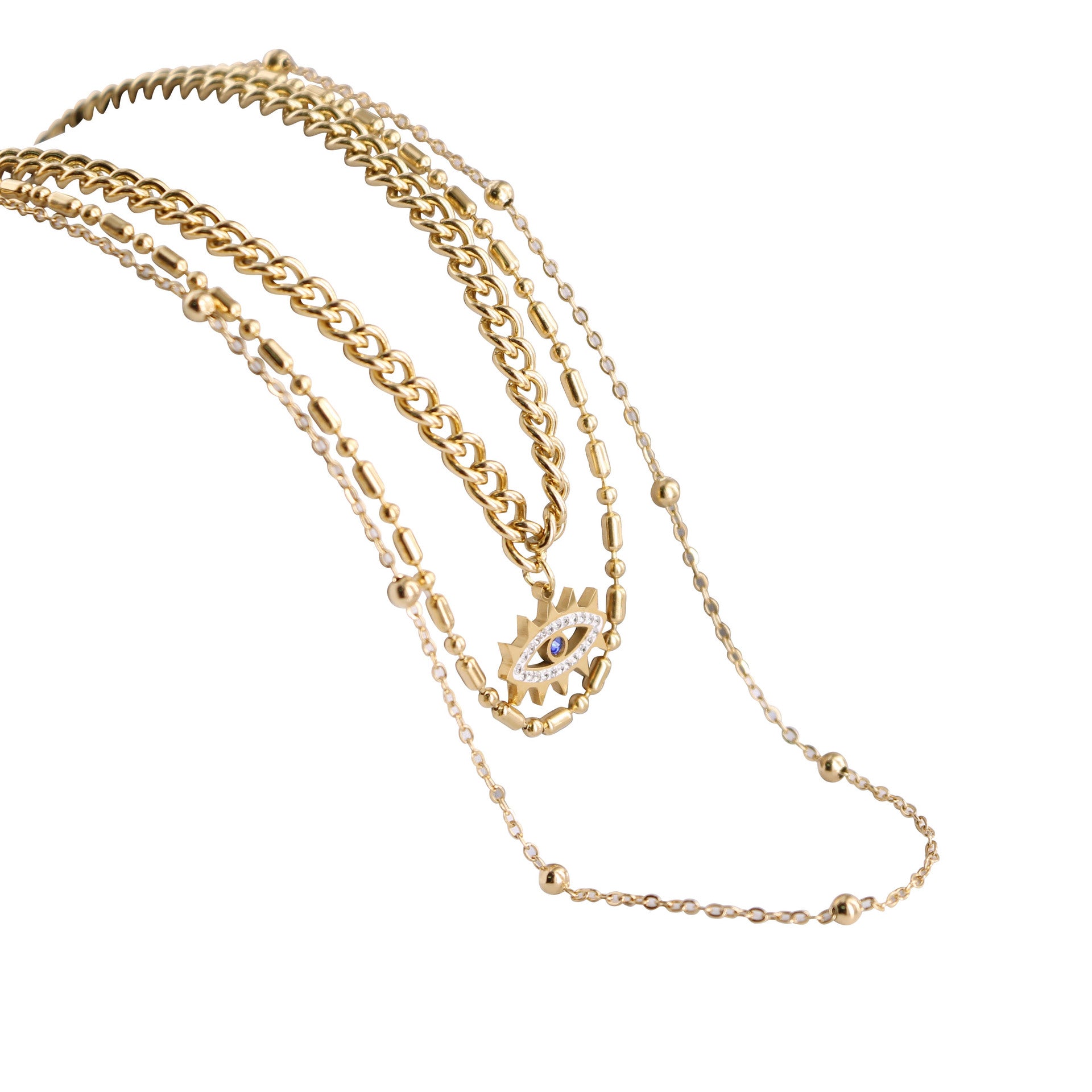 Elementos de los ojos del diablo al por mayor se apilan collares de acero de titanio multicapa de viento apilados